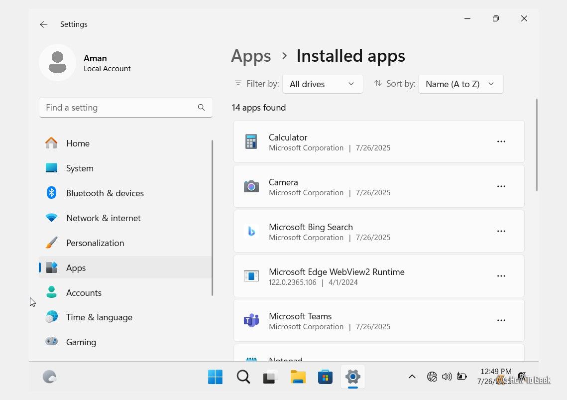 Installed apps windows on a Virtual machine.