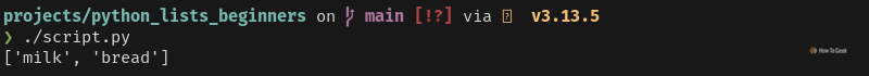 Python output that shows a list missing one filtered value.