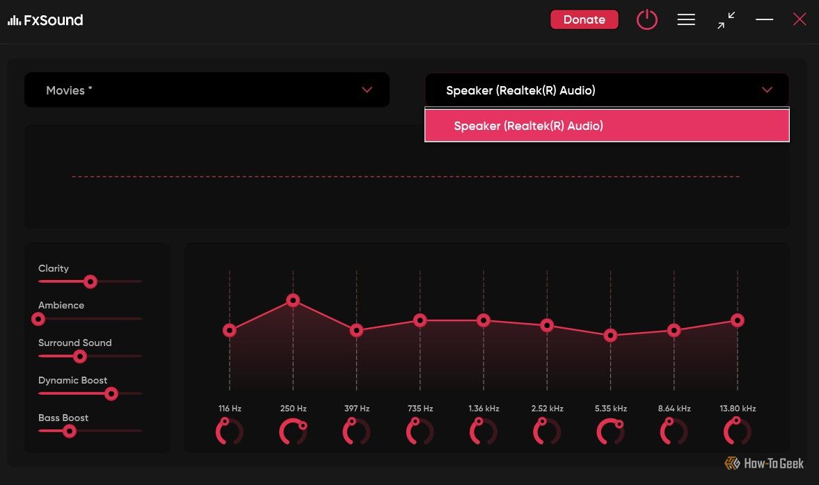 Right side drop down menu of the FxSound app.-1