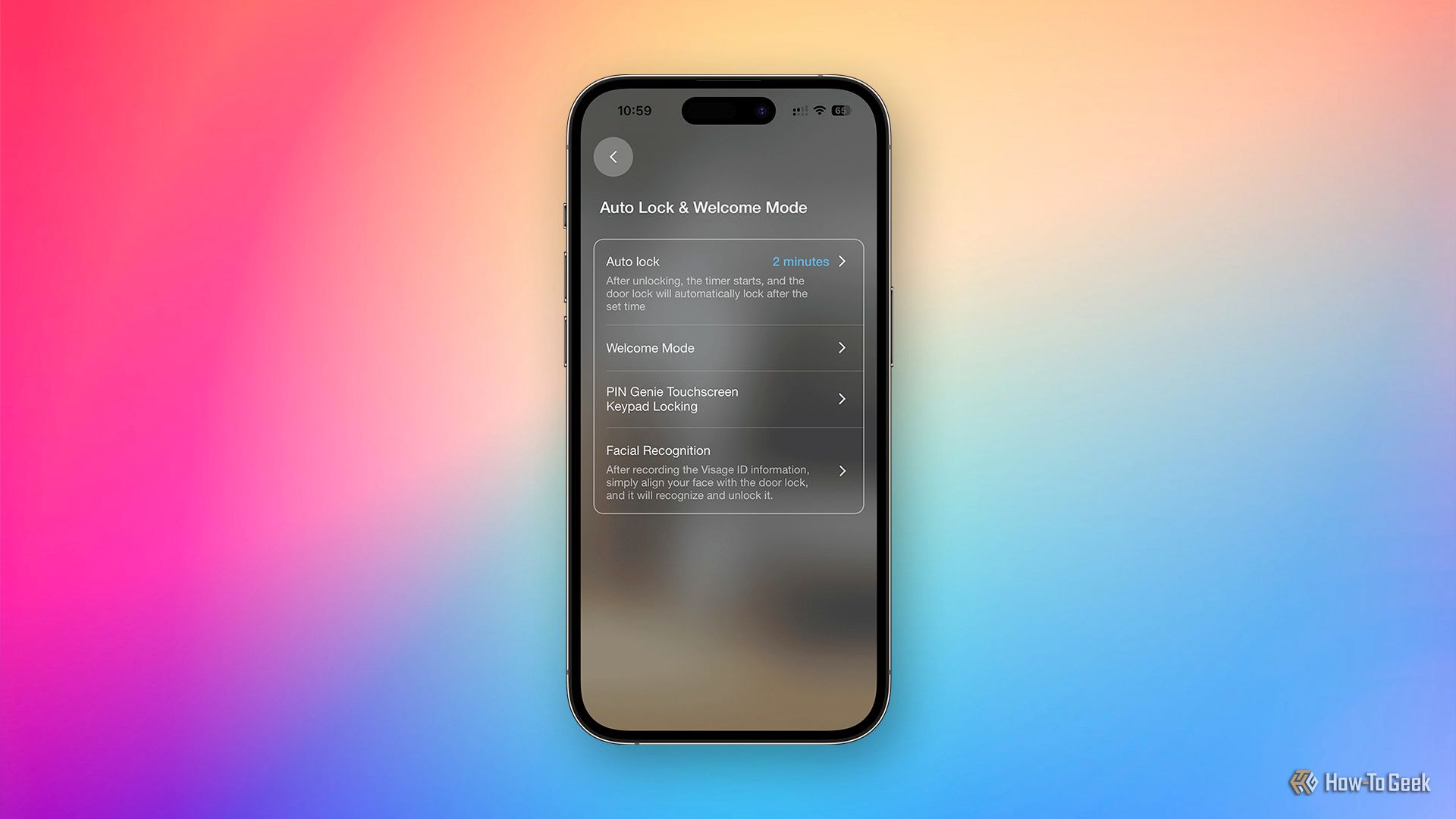 The Lockly Home app showing the auto lock timer.
