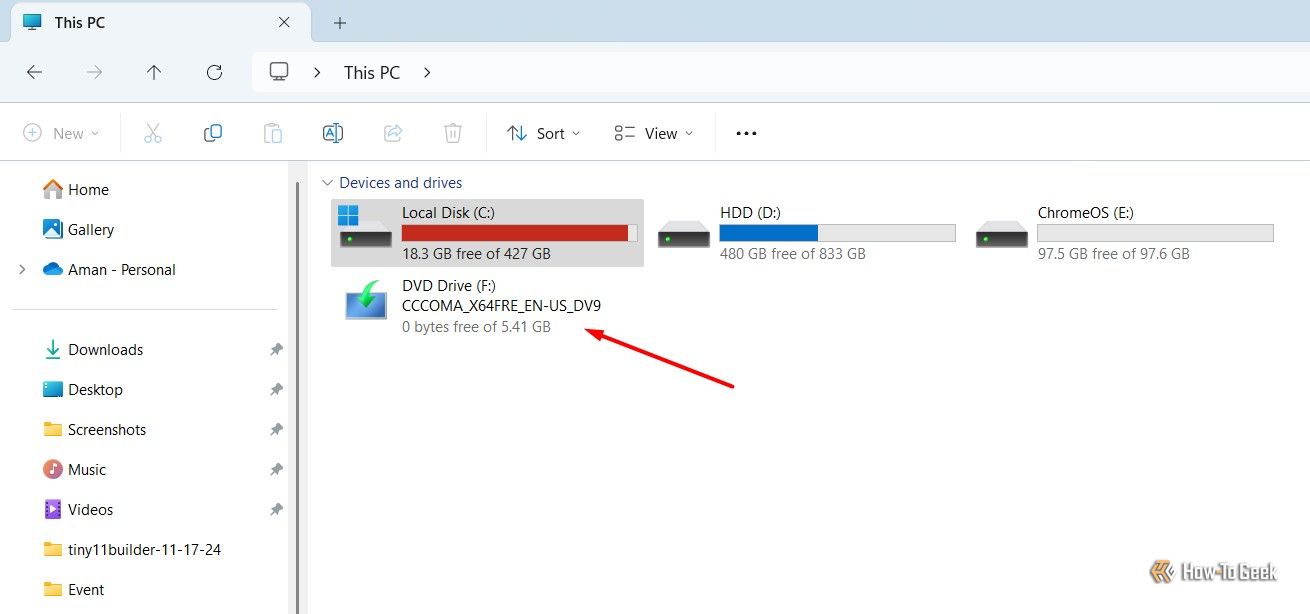 This PC section of Windows 11.