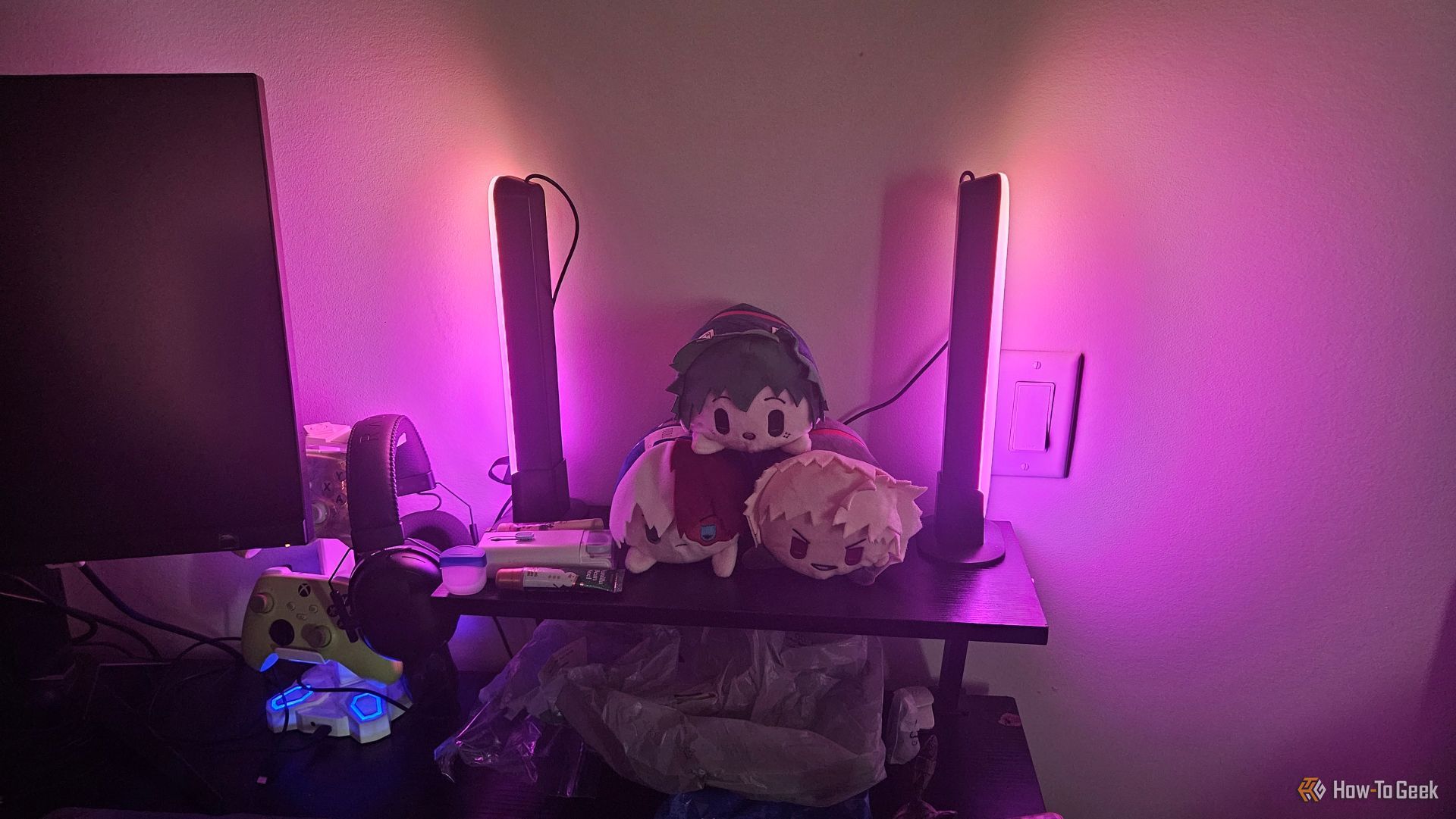 Purple ambiance provided by Wiz gradient light bars.