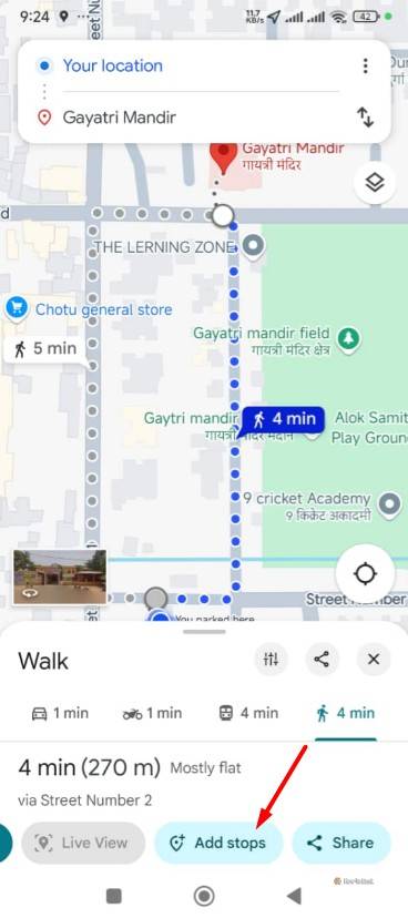Add Stops option in Google Maps.