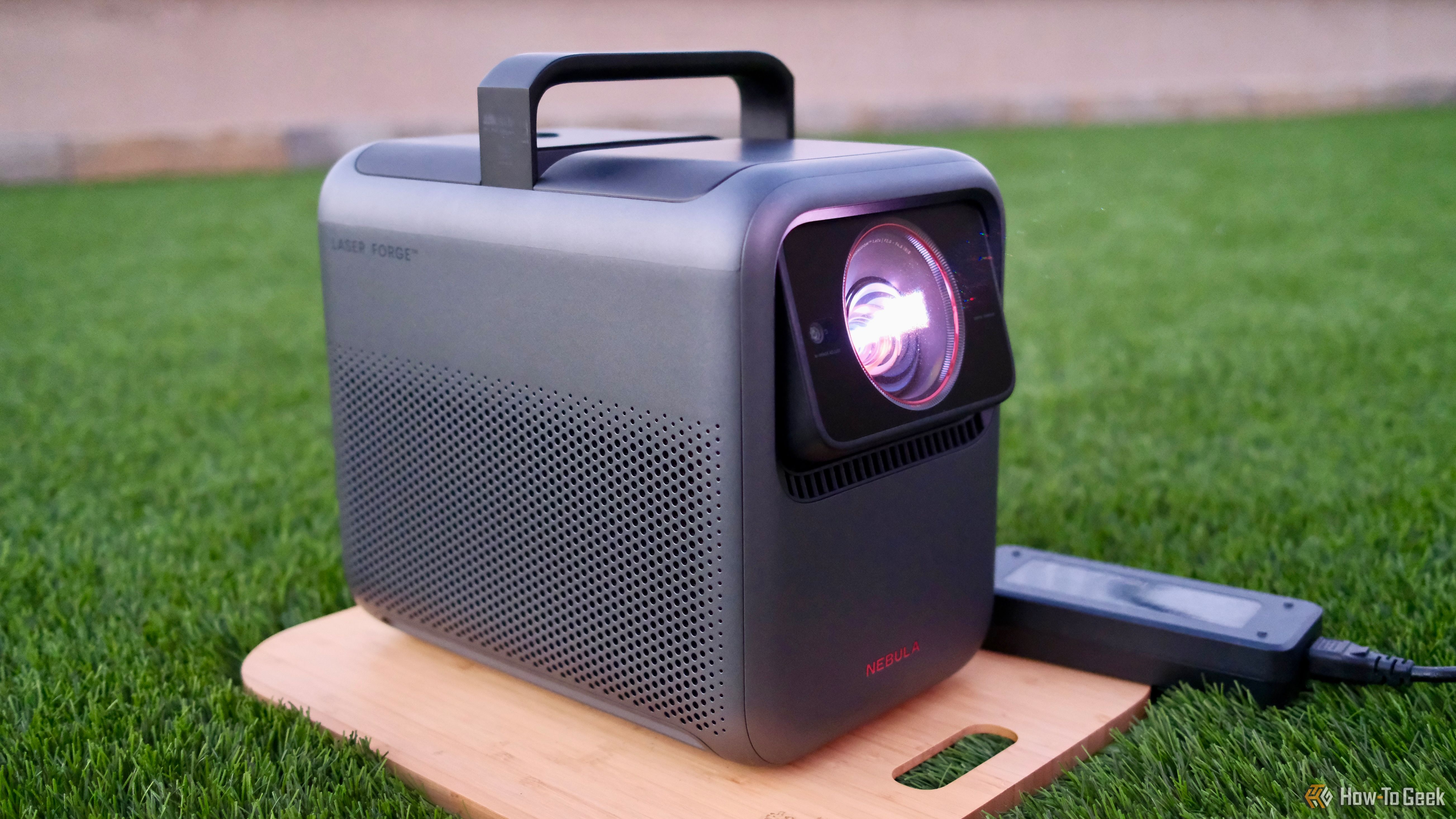 Nebula X1 projector outside.