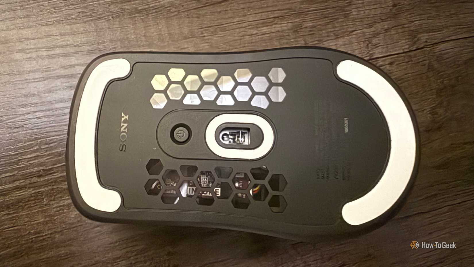 The bottom and skates of the Sony INZONE Mouse-A.