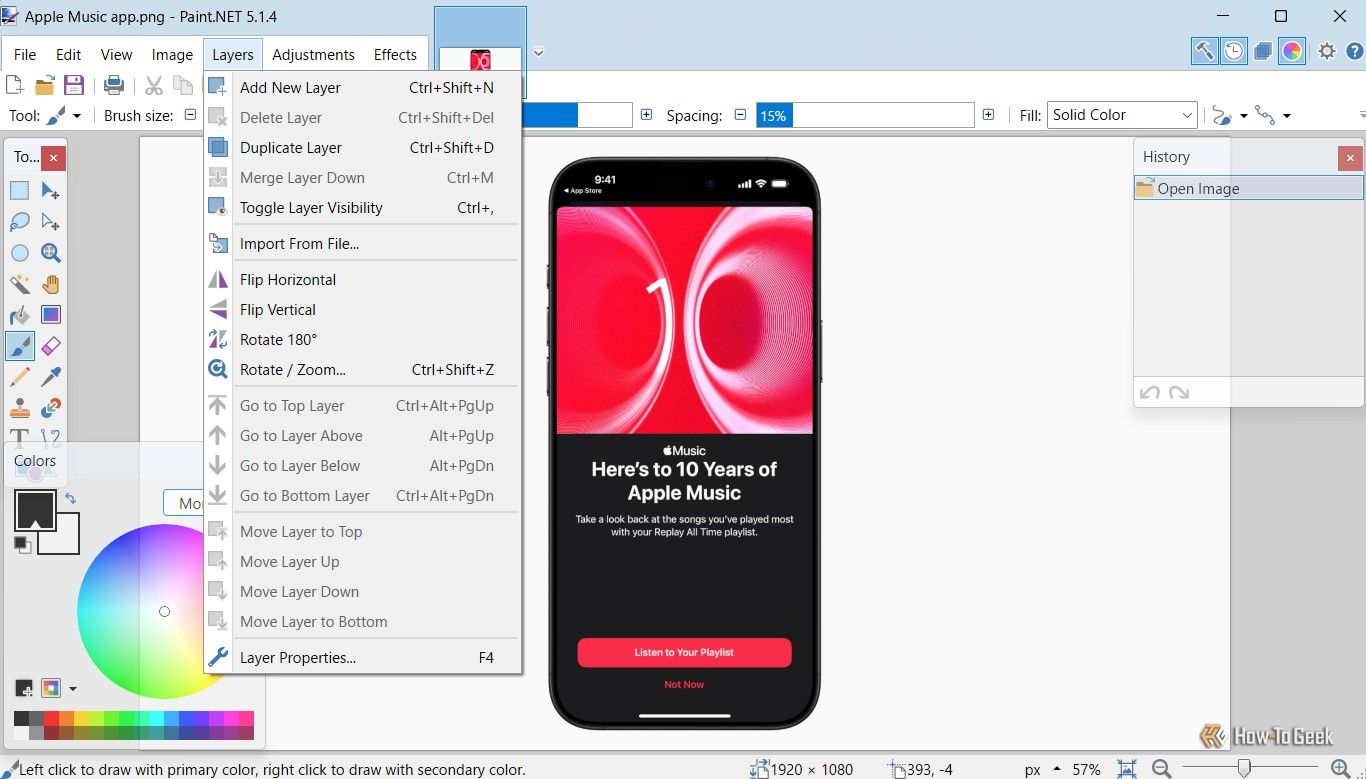 Layers option in the Paint app.