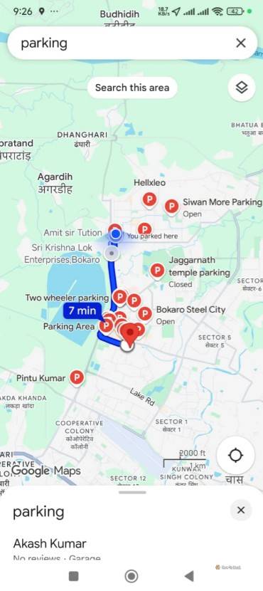 Parking spots in Google Maps