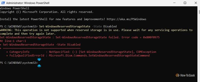 Reserved storage error in PowerShell.