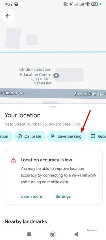 Save parking option in Google Maps.