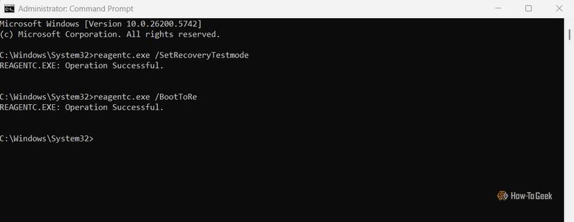 Test mode command in Command Prompt.