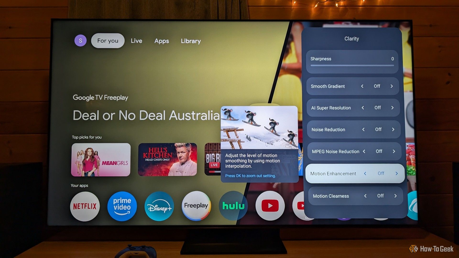 The AI settings on the Hisense 76U75QG.