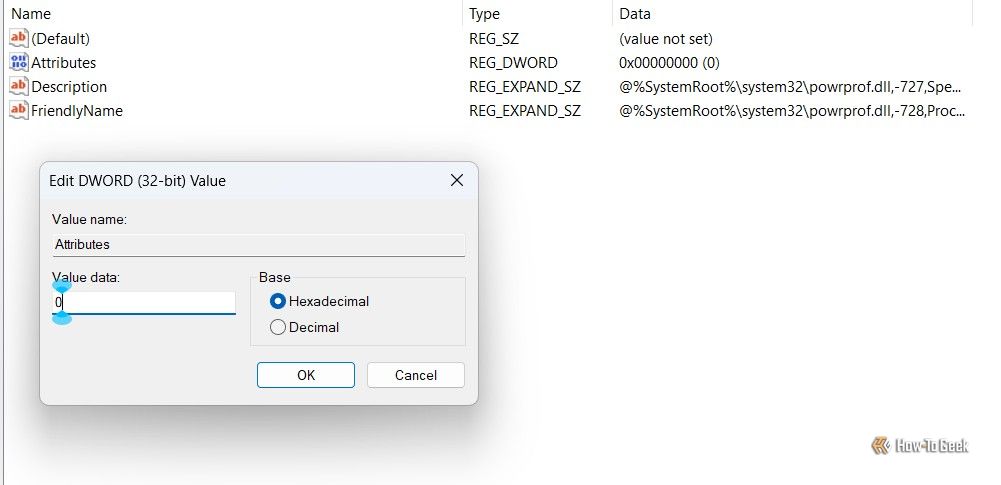Value Data field in the Registry Editor.